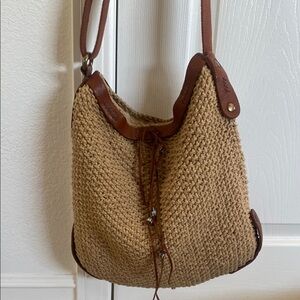 Lucky Brand Brown Leather Trim Shoulder Bag